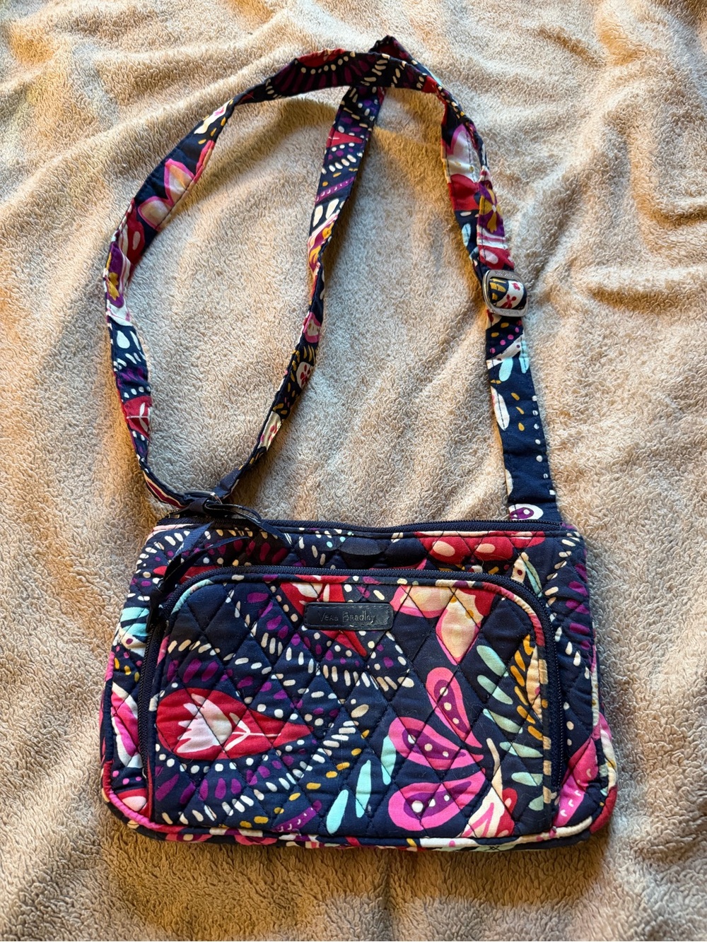 Vera Bradley Quilted Multicolor Crossbody Bag - Pink & Navy